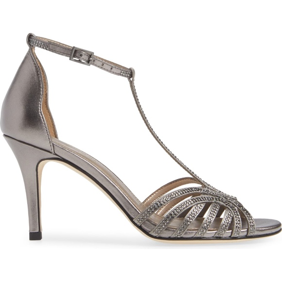 Pelle Moda Rochell Pewter Sandal Heel EUC - Picture 3 of 4